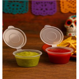 PP Clear Plastic Souffle Cup with Hinged Lid Round 60ml (50 Units)