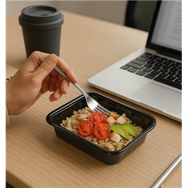 Rectangular Container in PP Black 500ml 17,3x11,9cm (500 Units)