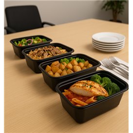Rectangular Container in PP Black 1.000ml 17,3x11,9cm (50 Units)