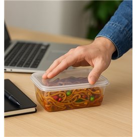 Plastic PP Rectangular Lid for Container Clear 17,4x11,6cm (25 Units)