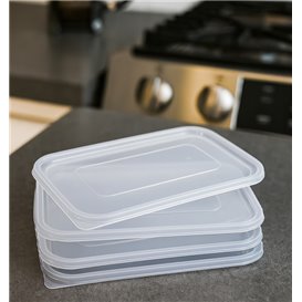 Plastic PP Rectangular Lid for Container Clear 17,4x11,6cm (25 Units)