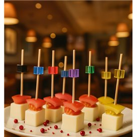 Bamboo Food Picks Cube Assorted7cm (1.200 Units)