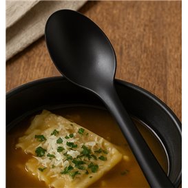 Reusable Soup Spoon in PP Black 15cm (25 Units)