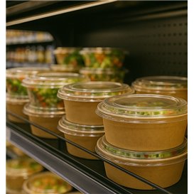Paper Kraft-Kraft Soup Bowl with PET Lid 750ml Ø15cm (250 Units)