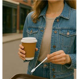 Coffee Stirrer in CPLA White 13cm (100 Units)
