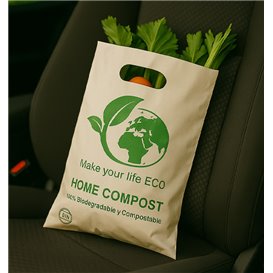 Die-Cut Handle Plastic Bags Bio Home Compost 20x33cm 20µm (100 Units)