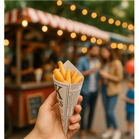 Paper Food Cone Grease-Proof "Times" 16cm 40g (250 Units)