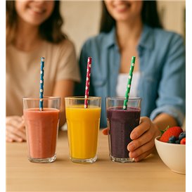 Paper Straight Straw Assorted "Ice Drink" Ø0,8cm 24cm (100 Units) 