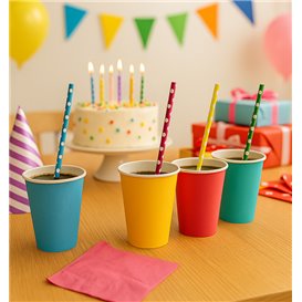 Paper Straight Straw Assorted "Ice Drink" Ø0,8cm 24cm (100 Units) 