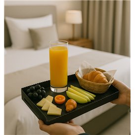 Paper Tray with Handles Rectangular shape Black 16x23 cm (10 Units) 