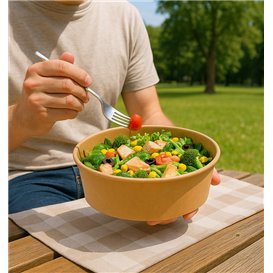 Salad Bowl Kraft-Kraft Cardboard 1.000ml Ø16,6cm (50 Units)