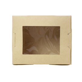 Bamboo Paper Food Box Kraft with Window 11,5x9x6,5cm 700ml (50 Units)