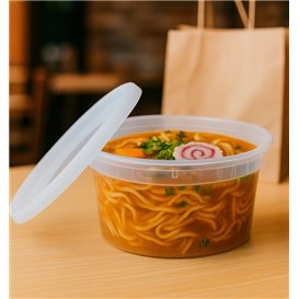 Plastic Container in PP with Lid Transparent "Deli Range" 480ml (40 Units)