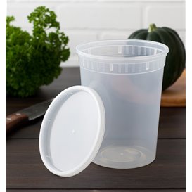Plastic Container in PP with Lid Transparent "Deli Range" 960ml (40 Units)