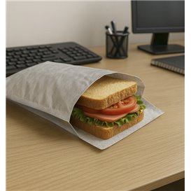 Paper Burger Bag Aluminum Grease-Proof Silver 22,3+5x20cm (2000 Units)