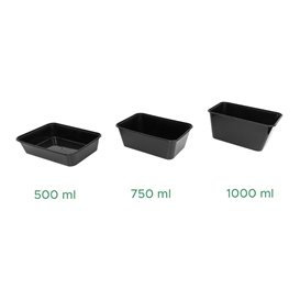 Rectangular Container in PP Black 500ml 17,3x11,9cm (50 Units)