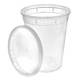 Plastic Container in PP with Lid Transparent "Deli Range" 960ml (40 Units)