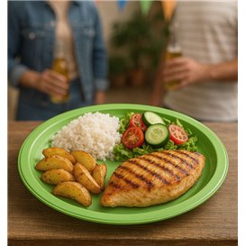 PS Reusable Plastic Plate Flat Lime Green Ø220m (300 Units)