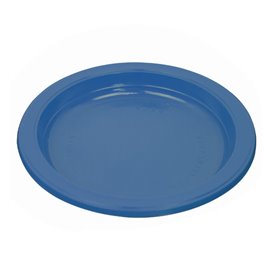 PS Reusable Plastic Plate Flat Dark Blue Ø165mm (25 Units)