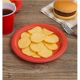 PS Reusable Plastic Plate Flat Red Ø165mm (25 Units)