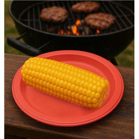 PS Reusable Plastic Plate Flat Red Ø165mm (25 Units)