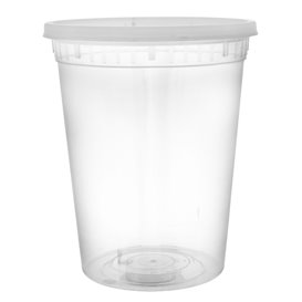 Plastic Container in PP with Lid Transparent "Deli Range" 920ml (240 Units)