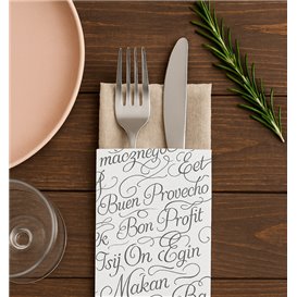 Paper Cutlery Sleeve with Napkin "Enjoy Your Meal" 11x25cm (100 Units)
