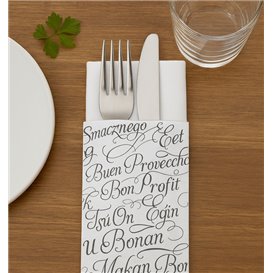 Paper Cutlery Sleeve with Napkin "Enjoy Your Meal" 11x25cm (100 Units)