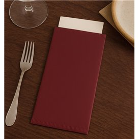 Paper Cutlery Sleeve with Napkin Burgundy 11x25cm (100 Units)