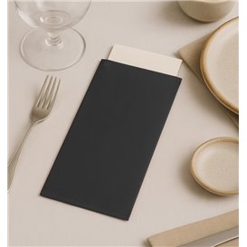 Paper Cutlery Sleeve with Napkin Black 11x25cm (100 Units)