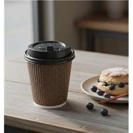 Plastic Lid with Hole PS Black Ø8,0cm (50 Units) 