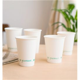 White "Go Green" Paper Cup 8Oz/240ml Ø8cm (50 Units)