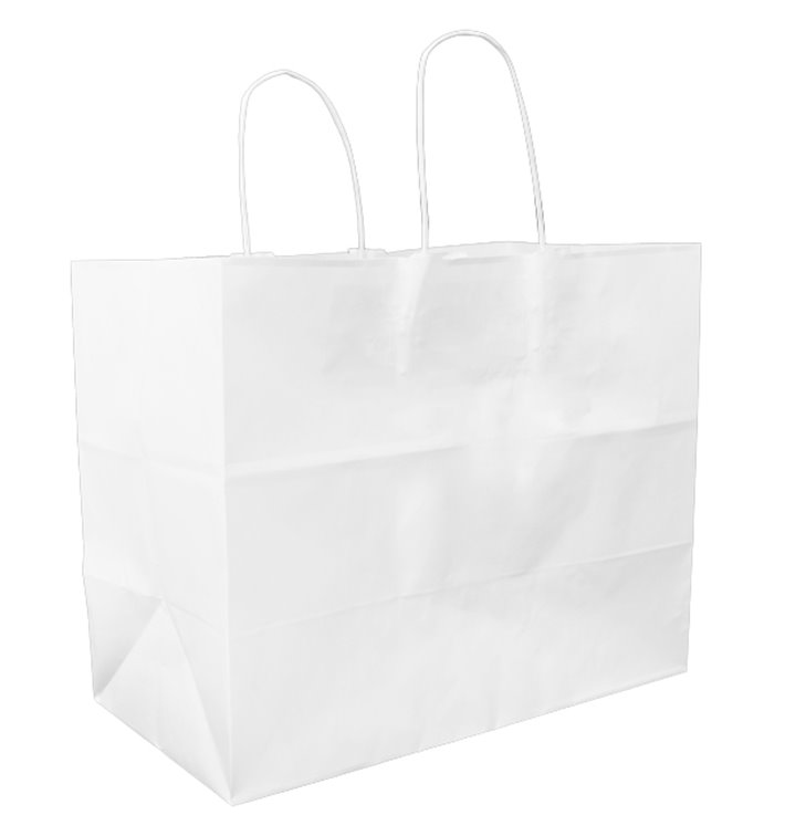 Paper White Bag with Flat Handles 80g/m² 32+16x27cm (25 Units) Paper White Bag with Flat Handles 80g/m² 32+16x27cm (25 Units)