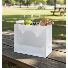 Paper White Bag with Flat Handles 80g/m² 32+16x27cm (300 Units)