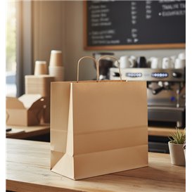 Paper Kraft Bag with Twisted Handles 80 g/m² 26+17x26cm (250 Units)