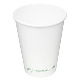 White "Go Green" Paper Cup 12Oz/360ml Ø9,0cm (50 Units)