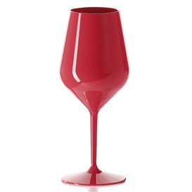 Durable Reusable Red Tritan Wine Glass 470ml (1 Unit)