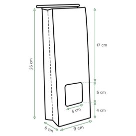 SOS Bag with Tin Tie and Window White 9+6x26cm (50 Uds)