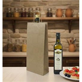 Paper Bottle Bag with Handles Kraft 115g/m² 18+8x39cm (250 Units)