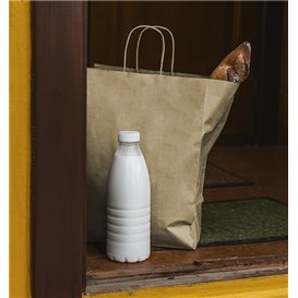 Paper Bag with Handles Kraft Brown 115g/m² 22+10x27cm (250 Units)