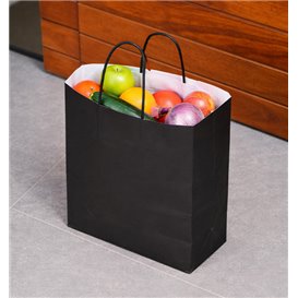 Paper Bag with Handles Kraft Black 100g/m² 22+10x27cm (250 Units)