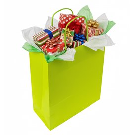 Paper Bag with Handles Green 90g/m² 22+10x27cm (250 Units)