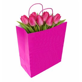 Fuchsia paper bag with handles 90g/m² 22+10x27cm (250 Units)
