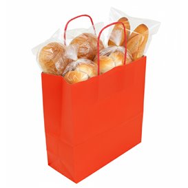 Paper Bag with Handles Kraft Red 90g/m² 22+10x27cm (250 Units)