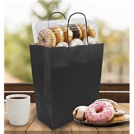 Paper Bag with Handles Kraft Black 90g/m² 24x11x32cm (25 Units) 