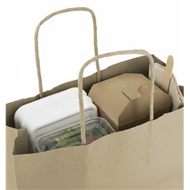 Paper Bag with Handles Kraft 115g/m² 24+11x32cm (250 Units) 