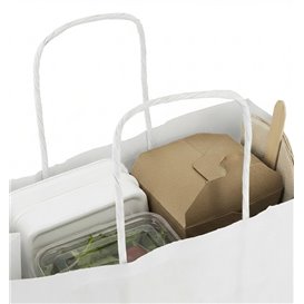 Paper Bag with Handles Kraft White 90g/m² 28+11x32cm (250 Units)