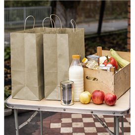 Paper Bag with Handles Kraft Brown 115g/m² 27+16x31cm (25 Units) 