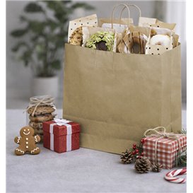 Paper Bag with Handles Kraft Brown 115g/m² 42+16x49cm (25 Units) 