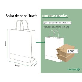 Paper Bag with Handles Kraft 115g/m² 24+11x32cm (250 Units) 